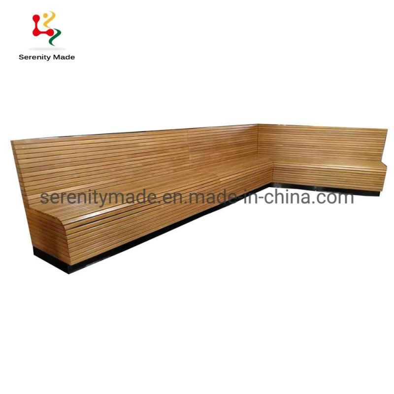 Modern Style Wooden Bamboo Chip Stripe Restaurant Booth Seating