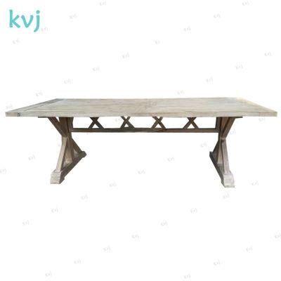 Kvj-7213 Reclaimed Wood Cross Legs Antique Rectangle Dining Table