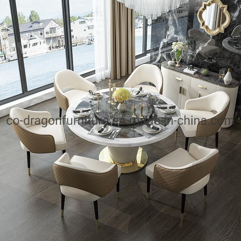 Luxury Dining Furniture Steel Leather Frame Dining Table with Top