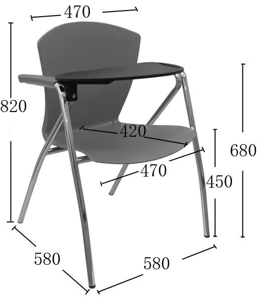 Modern Furniture Metal Leg Plastic Meeting Student Chair with Tablet