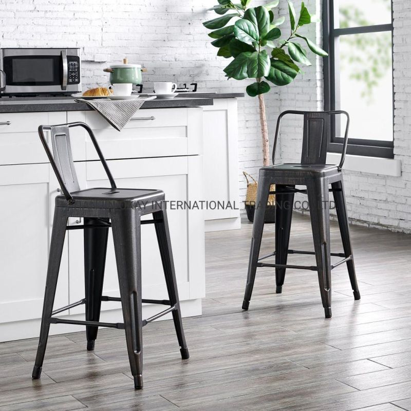 Modern High Quality Commercial Industrial Furniture Black Velvet Upholstered Metal Bar Stools Chairs