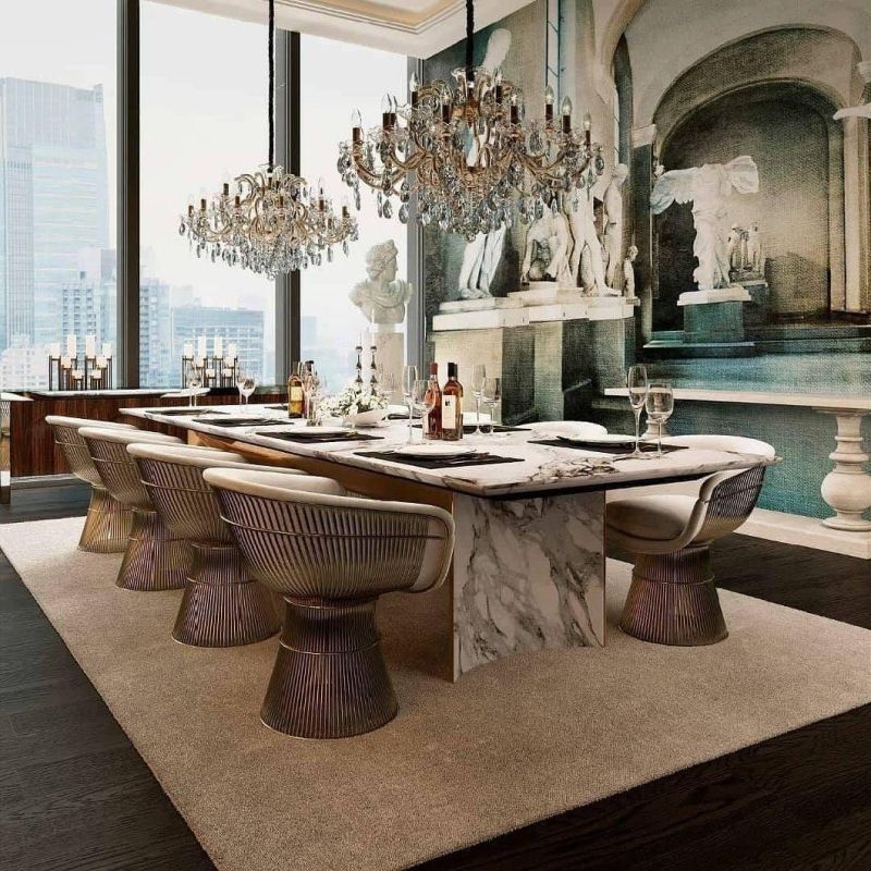 Italian Designer Stainless Steel Base Modern Metal Dining Room Furniture Dining Chair