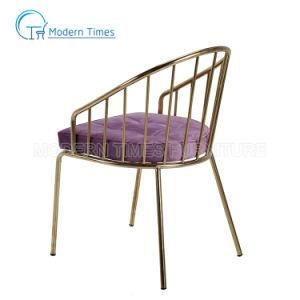 Simple Design Velvet Chair Back with Golden Legs Outdoor Dining Chair