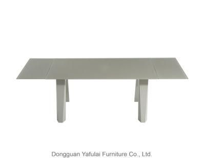 Modern Extension Grey Frosting Glass Dining Table Set Furniture