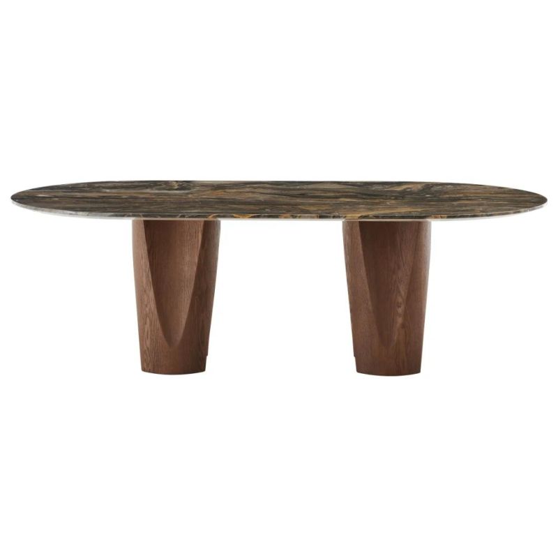Italian Design Luxury Marble Top Dining Table Ash Wood Leg Table Dining Table for Living Room
