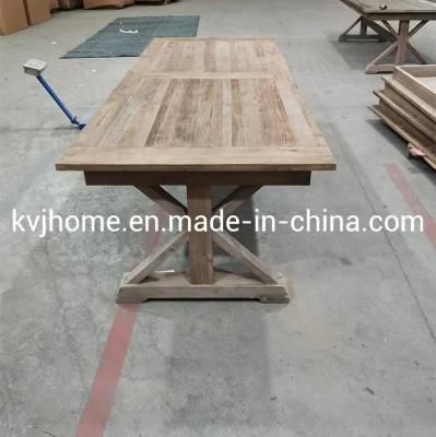 Kvj-7583 Reclaimed Wood X-Legs Folding Farm Dining Table
