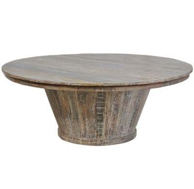 Kvj-Rr03 Big Round Reclaimed Wood Rustic Strong Base Dining Table