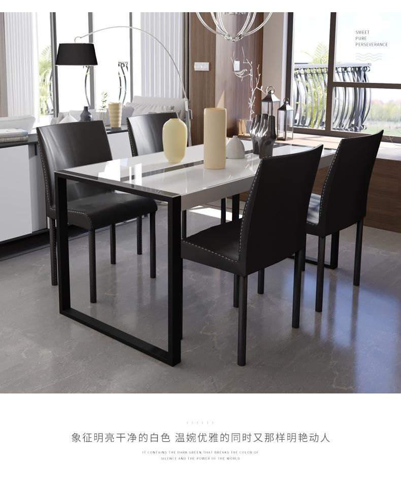 Hot Sale Black Glass Top Furniture Dining Room Table