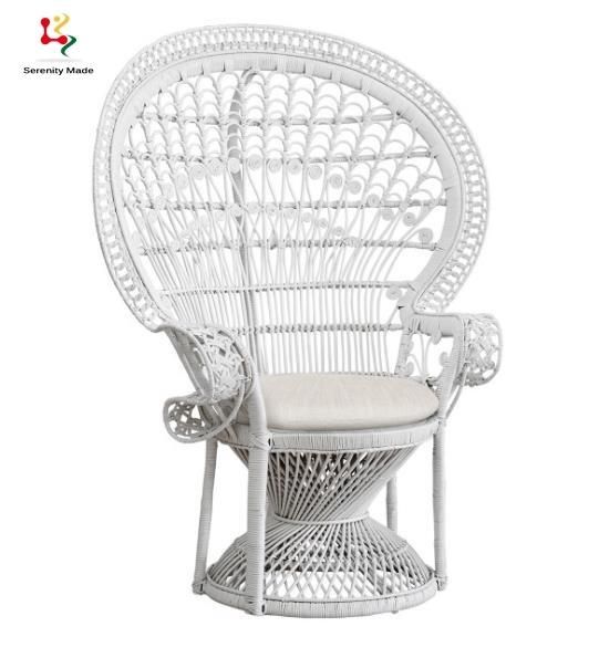 Vintage High Quality Real Rattan Outdoor Peacock Rattan Chair with Seat Pad
