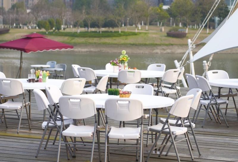 Cheap Outdoor Furniture Wedding Event Partyportable Picnic Garden Round Plastic Folding Dining Table