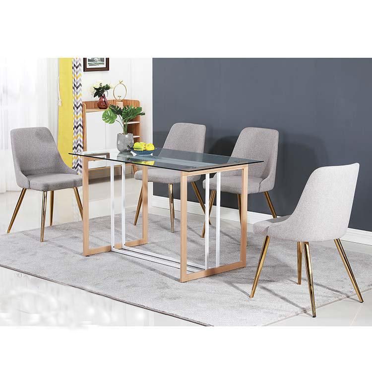Modern Dining Furniture Glass Tops Full Metal Frame Dining Table