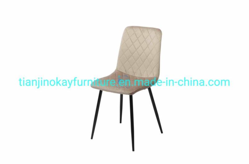 New Design Hot Sale Luxury Dining Room Furniture Velvet Fabric Dining Chairs with Powder Coating Leg