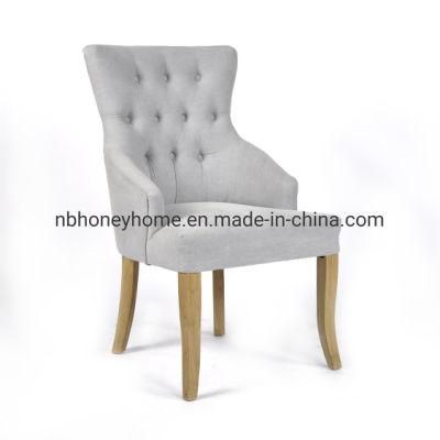 Linen High Back Button Design Wring on Back Dining Chair