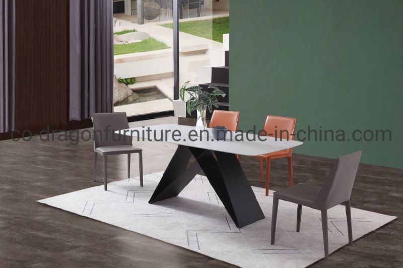 Modern Home Furniture Steel Legs 6 Seats Dining Table Sets