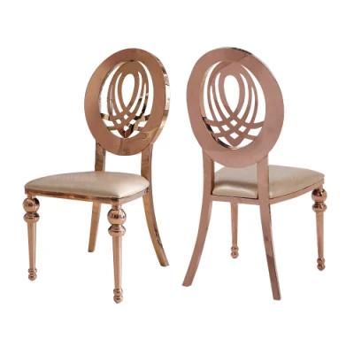 Hot Banquet Wedding Furniture Decoration Dining Rose Gold Steel Chairs