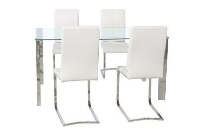 Cheap Dining Furniture Restaurant Modern 4 Chairs Room Rectangle Glass Dining Table