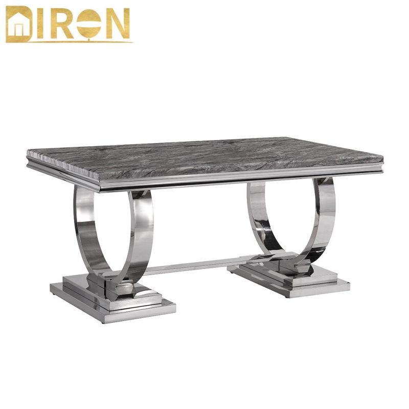 Factory Direct Sell Modern Tempered Glass Top Stainless Steel Base Dining Table for Hotel Restaurant Furniture