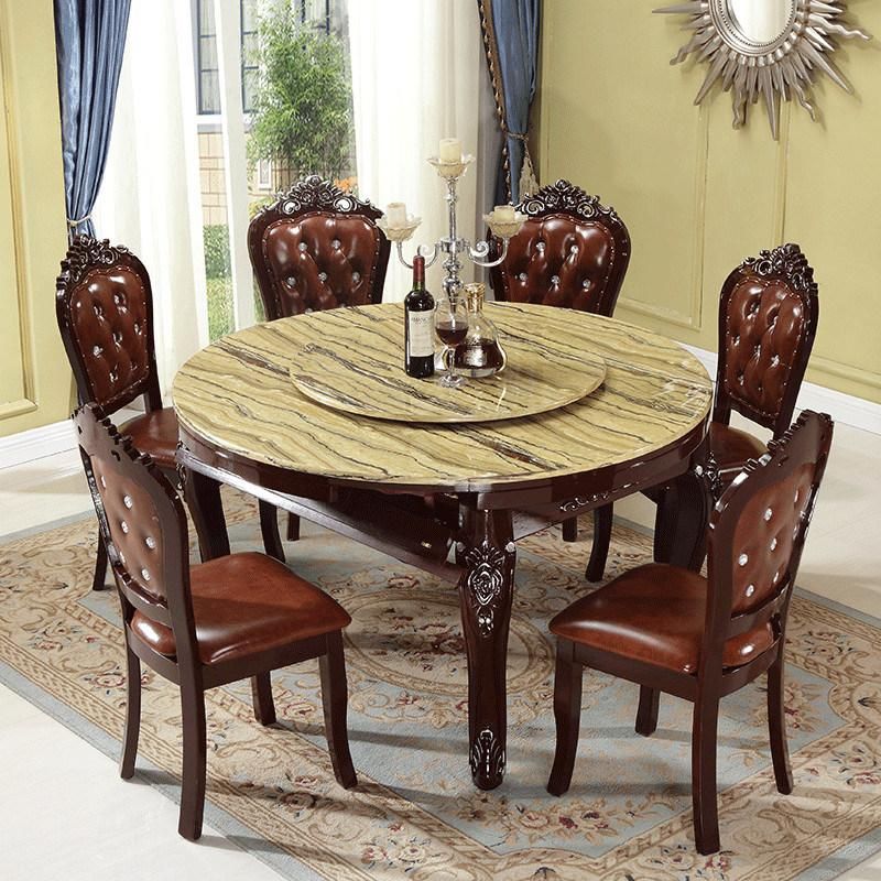 Luxury Antique Furniture American Style Solid Wood Carved Dining Table