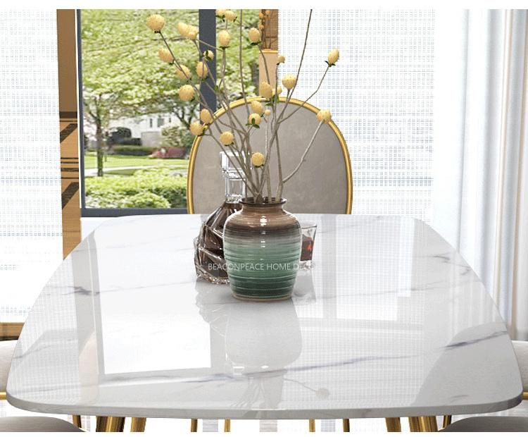 Marble Dining Table with Polished Frame and Legs Restaurant Furniture