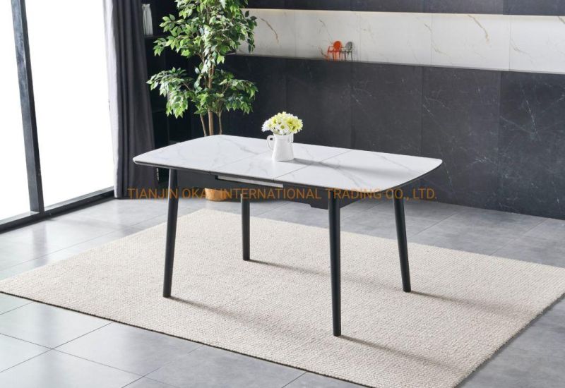 Modern Design Sintered Stone Extendable Home Dining Table