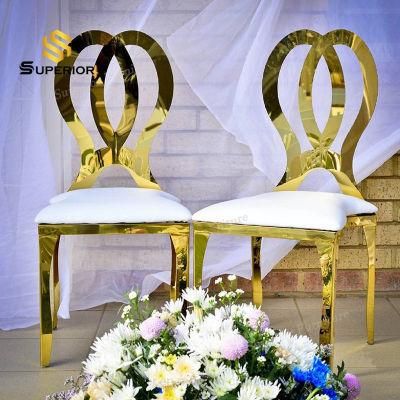 Modern Gold Metal Frame Stackable Dining Chairs Party Rental