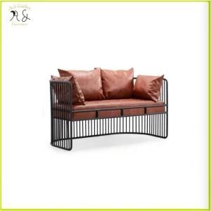 Nordic Simple Design Metal Frame Coffee Shop 2 Seater Cushion Sofa Sets