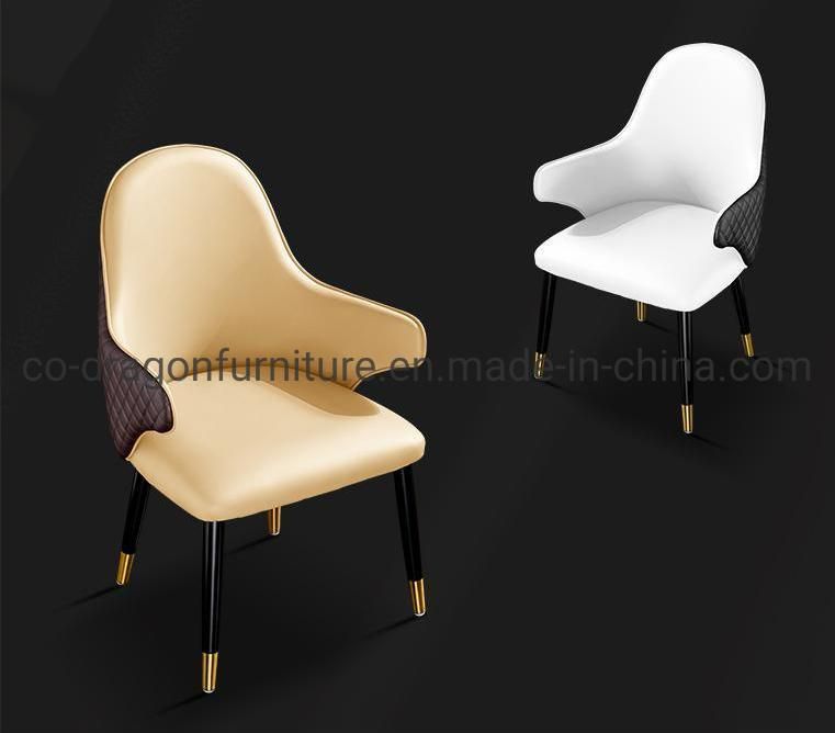 Modern Home Furniture Wooden Legs Leather Dining Chair with Arm