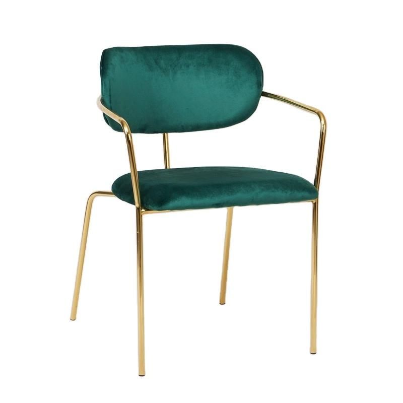 Luxury Modern Restaurant Furniture Classical Design Fabric Dining Chair with Metal Legs