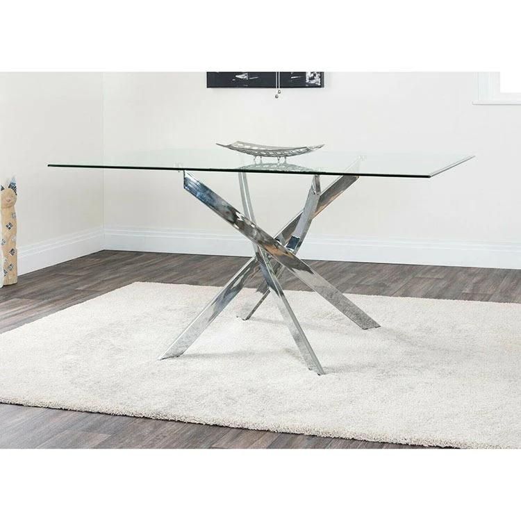 4 Seater China Home Furniture Dining Furniture Manufacturer Glass Modern Dining Table