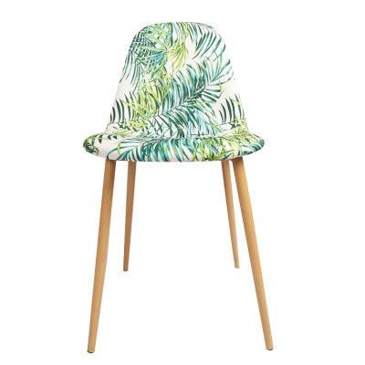 Factory Direct Modern Design Green Dining Chair Velvet Fabric Chair with Iron Tube Legs