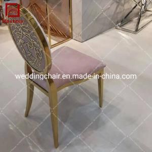 Event Furniture Pink Velvet Stainless Steel Wedding Chair