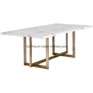 Modern Design Marble Top Stainless Steel Dining Table