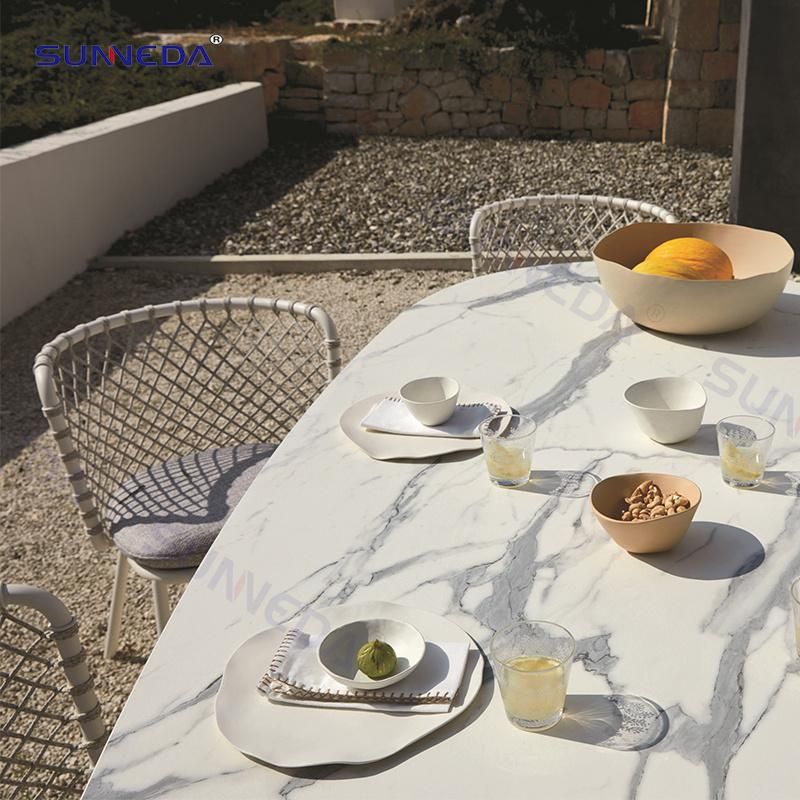 Woven Rope Aluminum Chair Sintered Table Dining Set