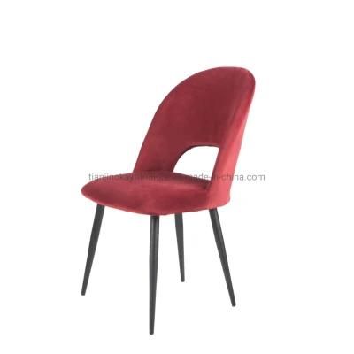 Hot Sale European-Style Dining Room Furniture Italian Metal Legs Fabric Dining Chairs