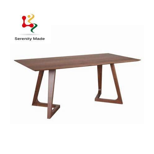 Wooden Frame Oak Wood Color Rectangle Dining Table for Restaurant Use