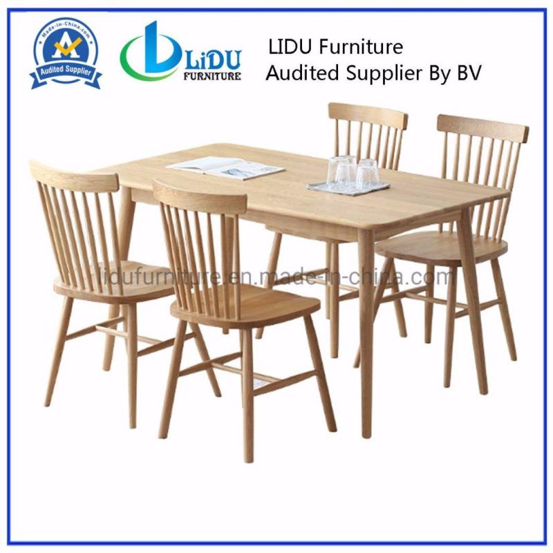 Wood Table and Chairs/Home Solid Wood Table with Chairs/Dining Room Set Modern Solid Wood Dining Table Design