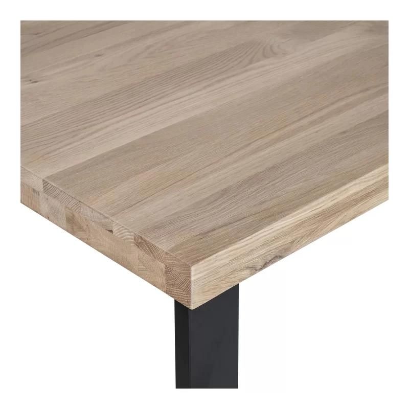 Wholesale Nordic Dining Table Household Solid Wood Table Light Luxury Simple Modern Oak and Iron Rectangular Table Round Solid Wood Dining Table with Metal Legs