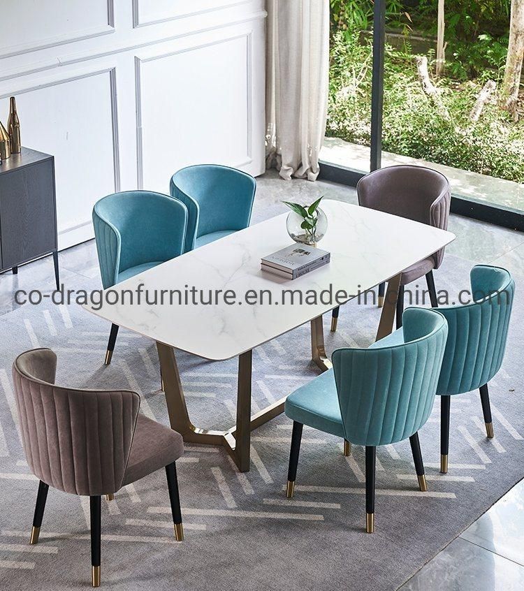 Hot Sale Europe Style Metal Legs Fabric Leather Dining Chair