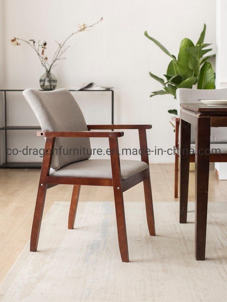 Modern Indoor Furniture Wooden Fabric High Back Leisure Dining Chair