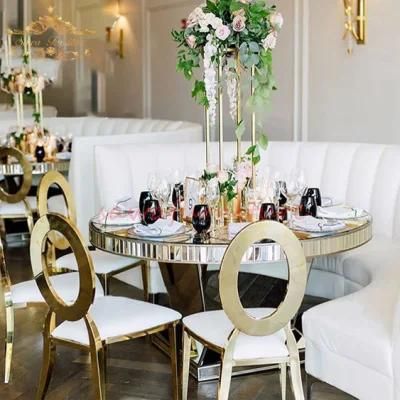 Round Popular Back Gold Stainless Steel Wedding Chair for Reception