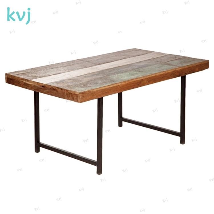 Kvj-7238 Rustic Thick Top Reclaimed Pine Wood Dining Table