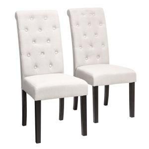 Button Tufted Parson Chair with Solid Wood Legs