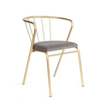 Golden Metal Frame with Armrest Iron Restaurant Furniture Dining Chair