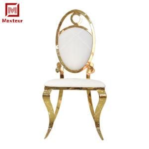 Wedding Furniture Oval Back Stainless Steel Gold Dining Chair