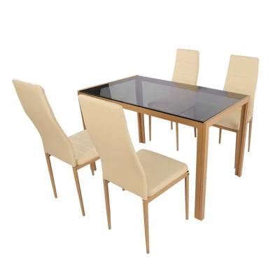 Cheap Glass Dining Room Set Metal Leg Tempered Glass Dining Table 4 Seater