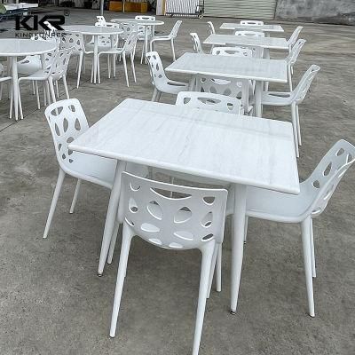 Square Solid Surface Dining Table Restaurant Artificial Stone Table