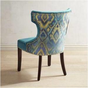 Premium Velvet Upholstery Wing Chair with Brass Nailhead Studded