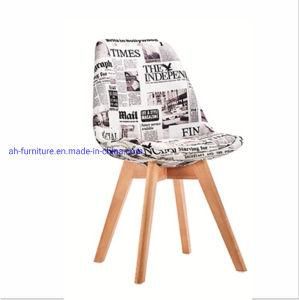 Comfortable Wood Legs Tulip Style Fabric Dining Chair