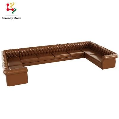 Industrial Luxury Leather Long Booth Seating Sofa