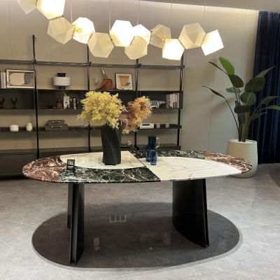 Wholesale Luxury Dining Table Black Steel Marble Dining Table Set